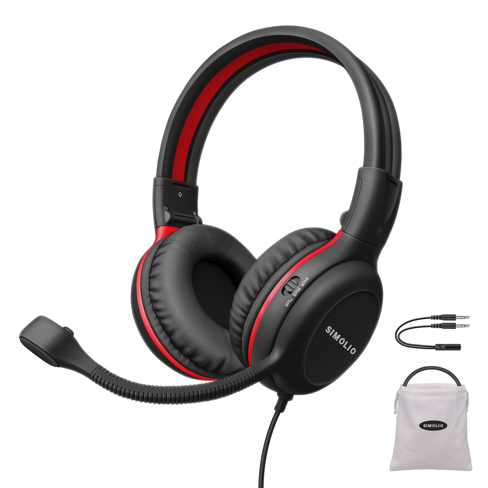 SIMOLIO 4 color Kids Headphones & Boom Microphone for School – iPad, PC, Laptop