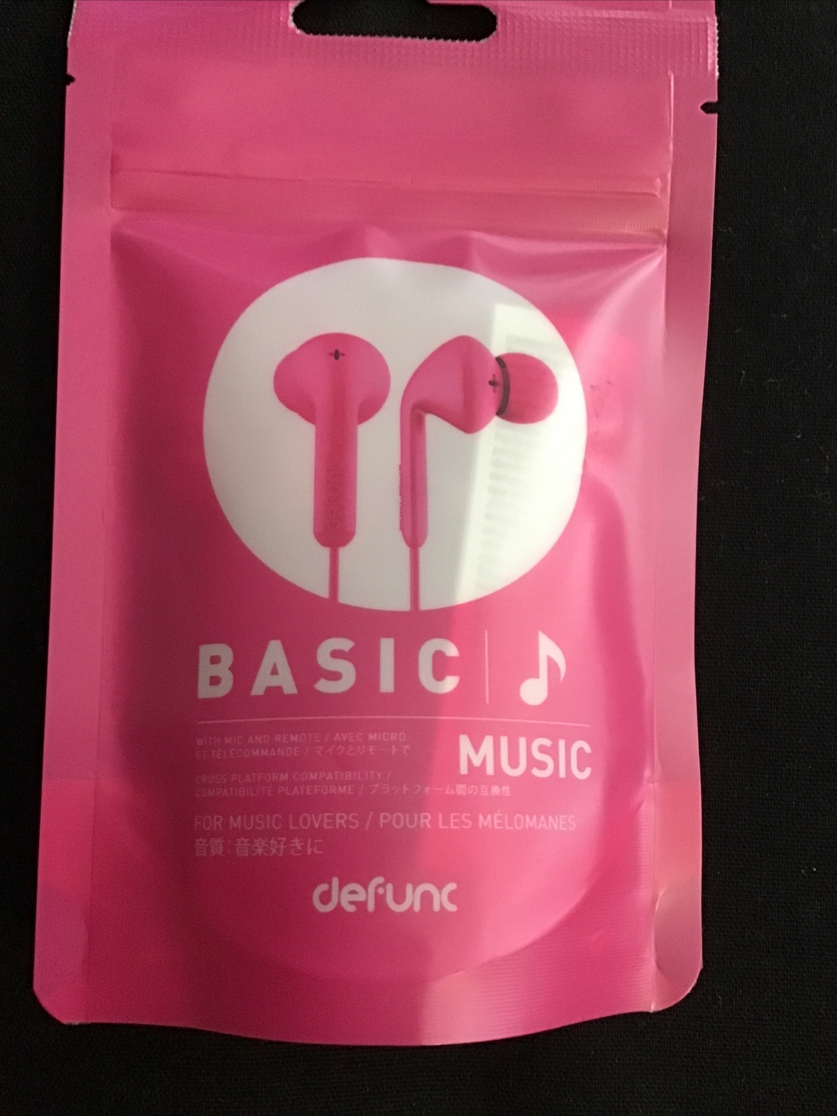Brand New DeFunc Basic Music Earbuds With Mic And Remote Pink