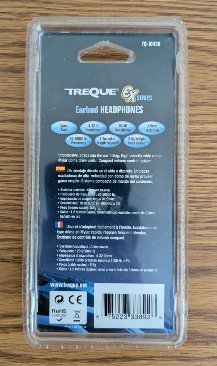 Treque EX Series Earbud Headphones 3.5mm Jack – Brand New Sealed – New Old Stock
