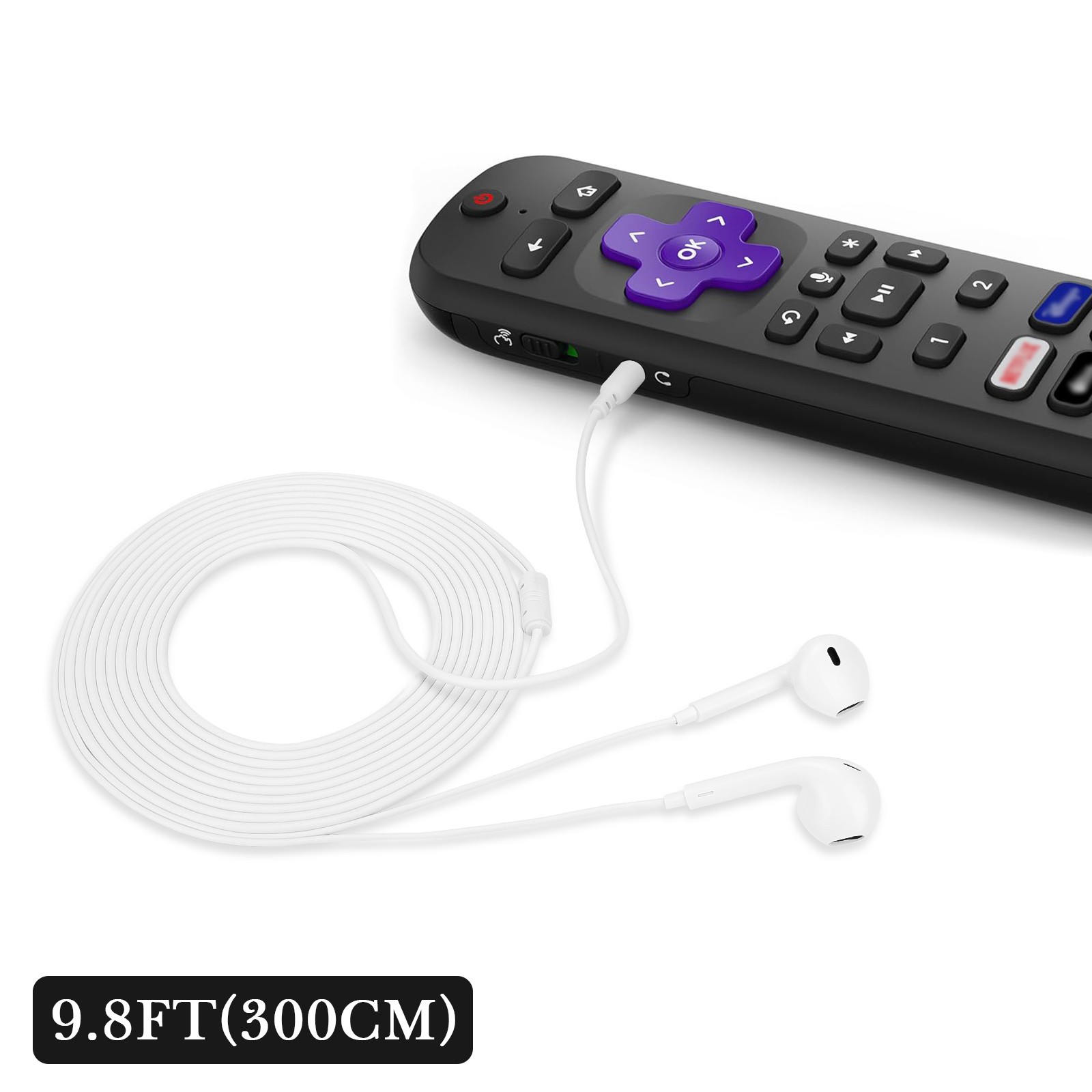 Geekria Headphones for Roku Remote, 3.5mm Wired In Ear Headphone (9.8 FT)
