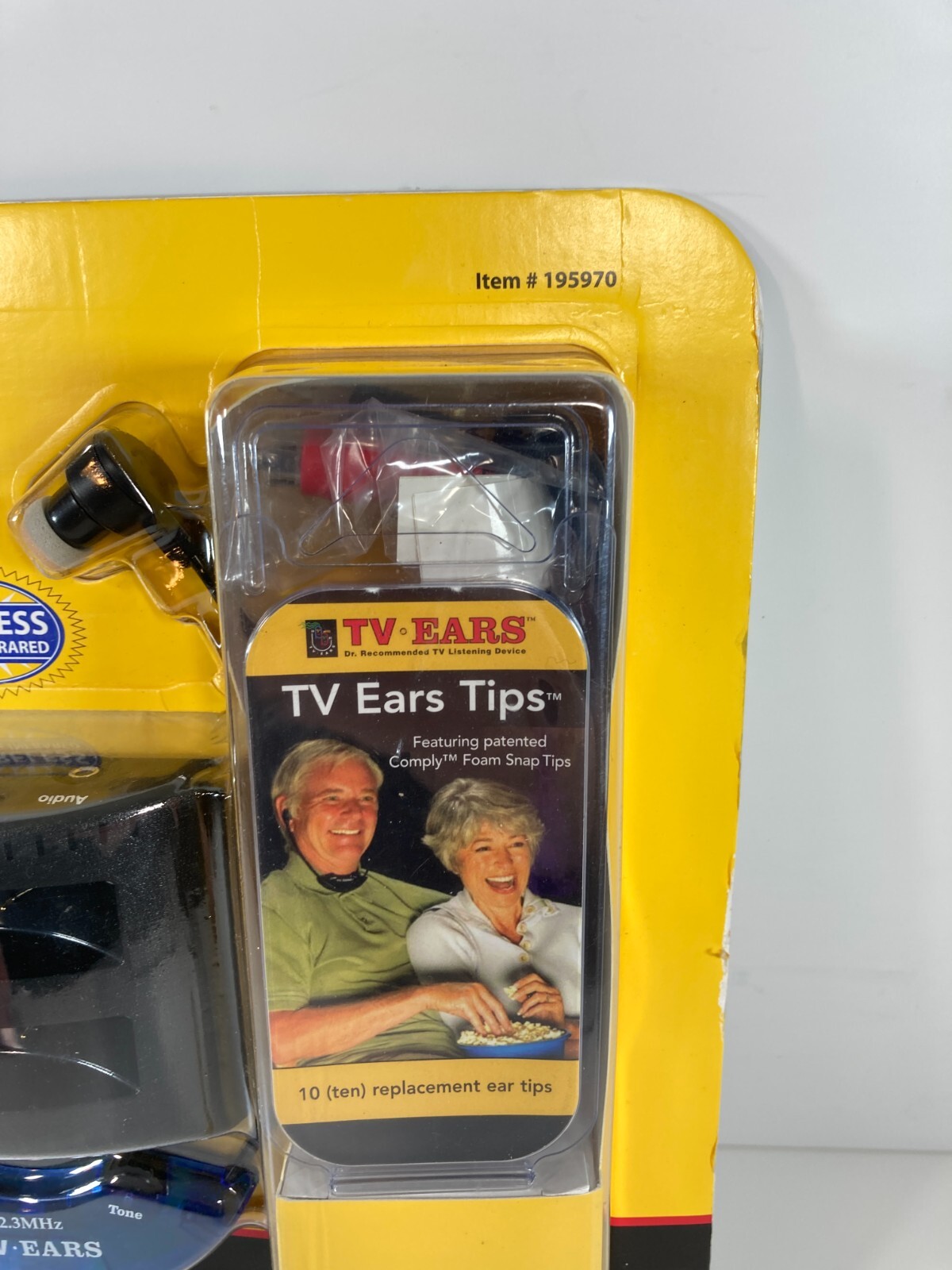 TV Ears Noise Reduction TV Headset Yellow Card Wireless 2.3 Mhz Infrared 195970