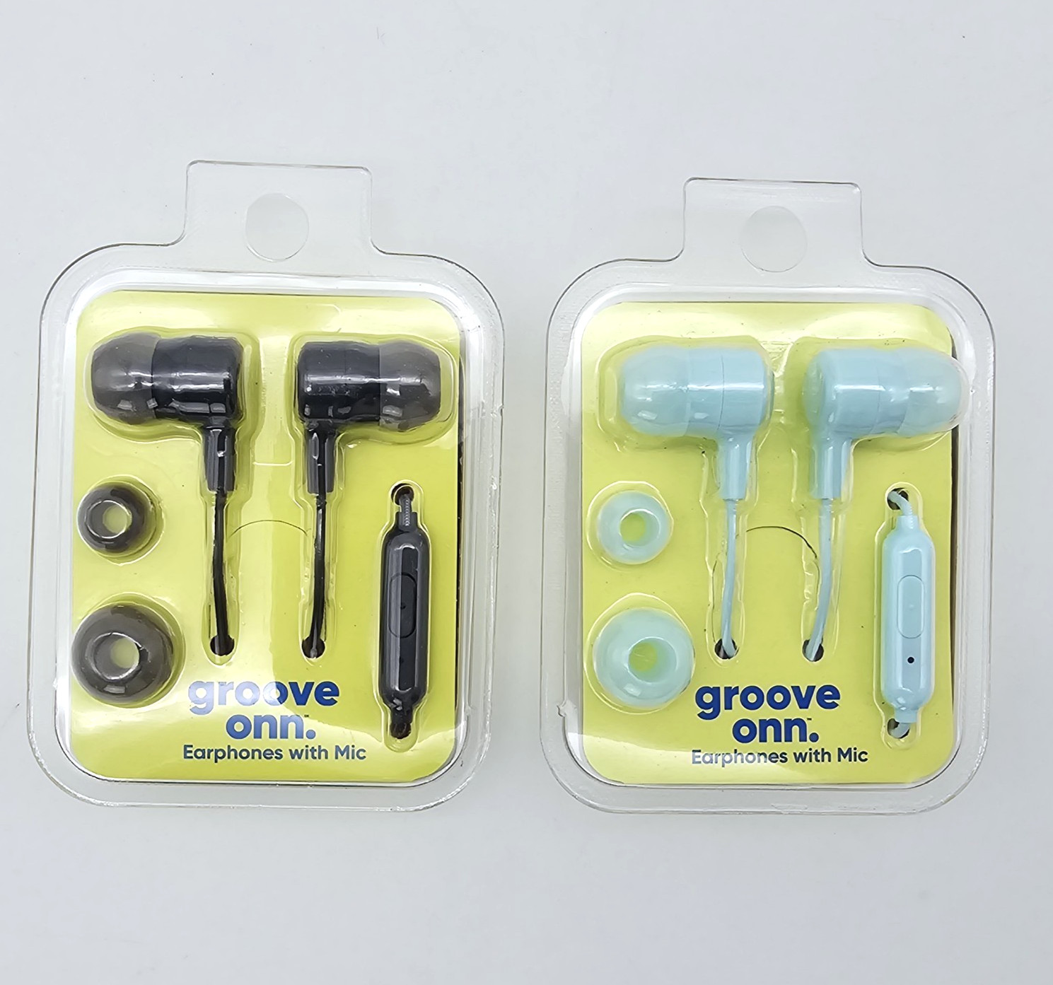 2 Pair Walmart Onn Earphones Earbuds (Light Blue, Black) 3 Tips 3.5mm Jack – NOS
