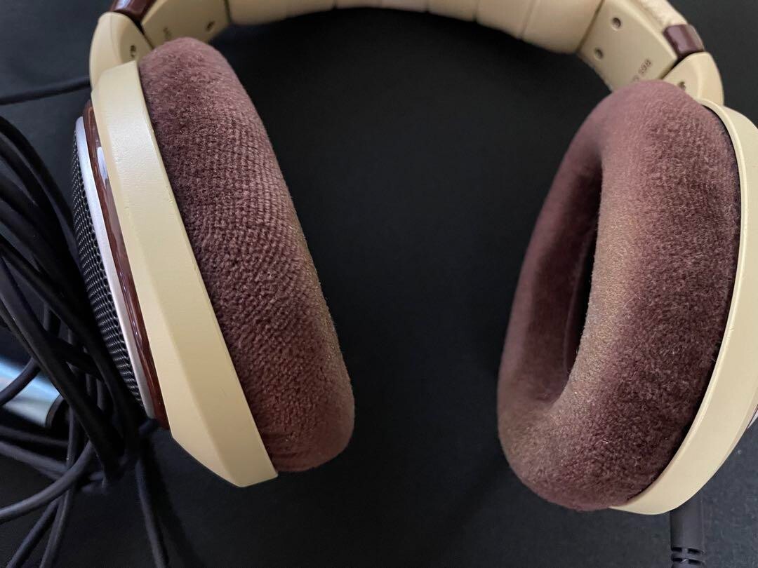 SENNHEISER HD598 Open type headphones Ivory Brown 3rd party 4.4mm cable