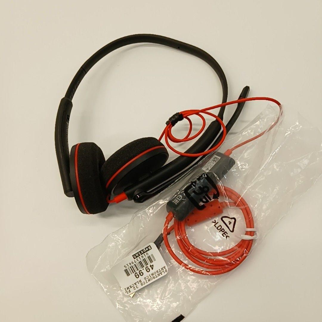 Plantronics Blackwire Stereo Headset Black Red USB Wired Boom Mic On Ear
