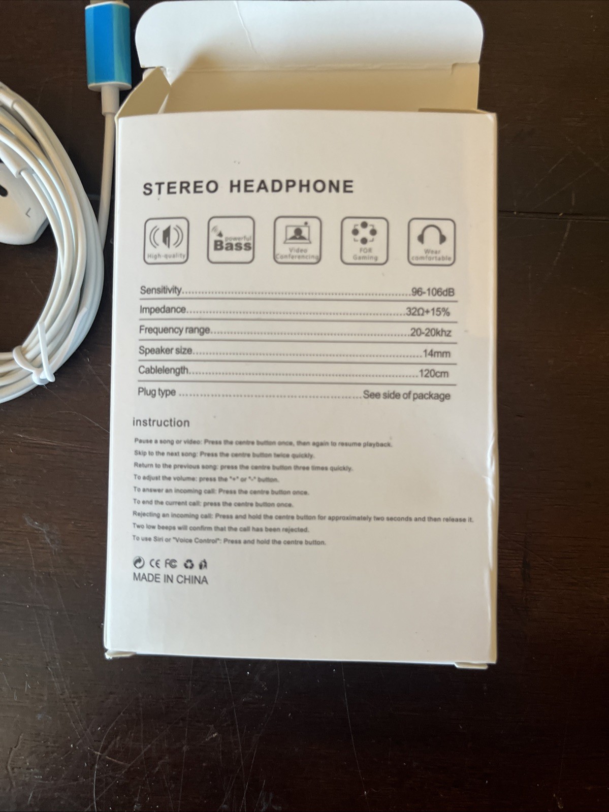 Wired Headphones Two Piece USB C White