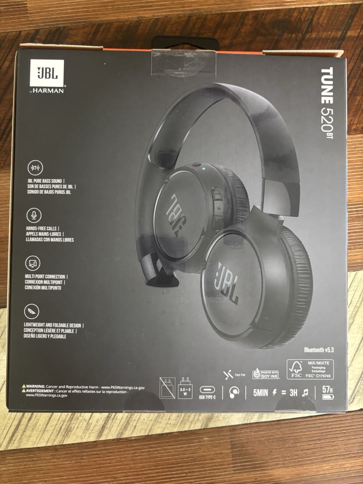 JBL Tune 520BT Wireless Bluetooth Headband Headphones Foldable Multi-Point Calls