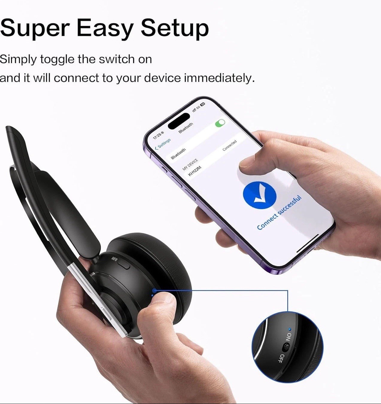 PrancyBt KH122M Wireless Mono Headset with USB Dongle Bluetooth V5.2