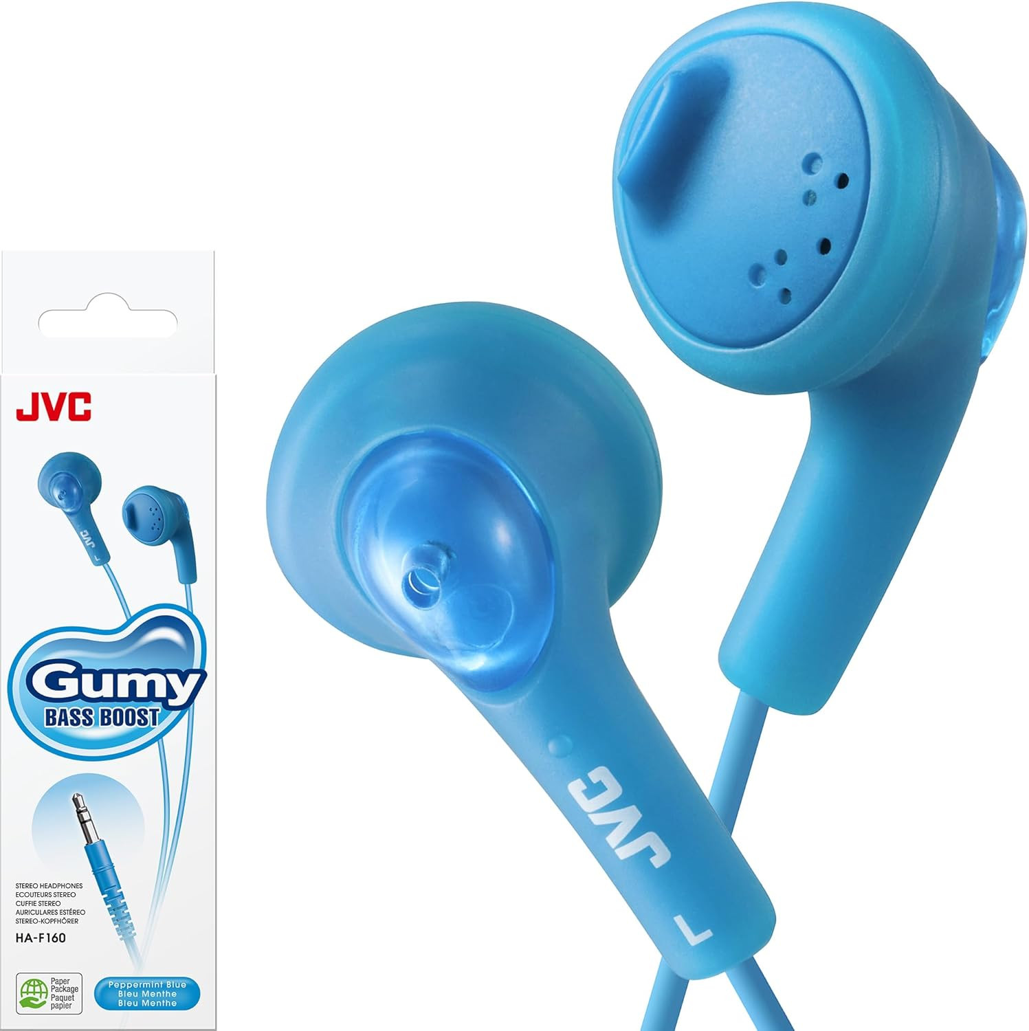 Basic Gumy Earbuds Blue, Model Number: HA-F160-A, 3