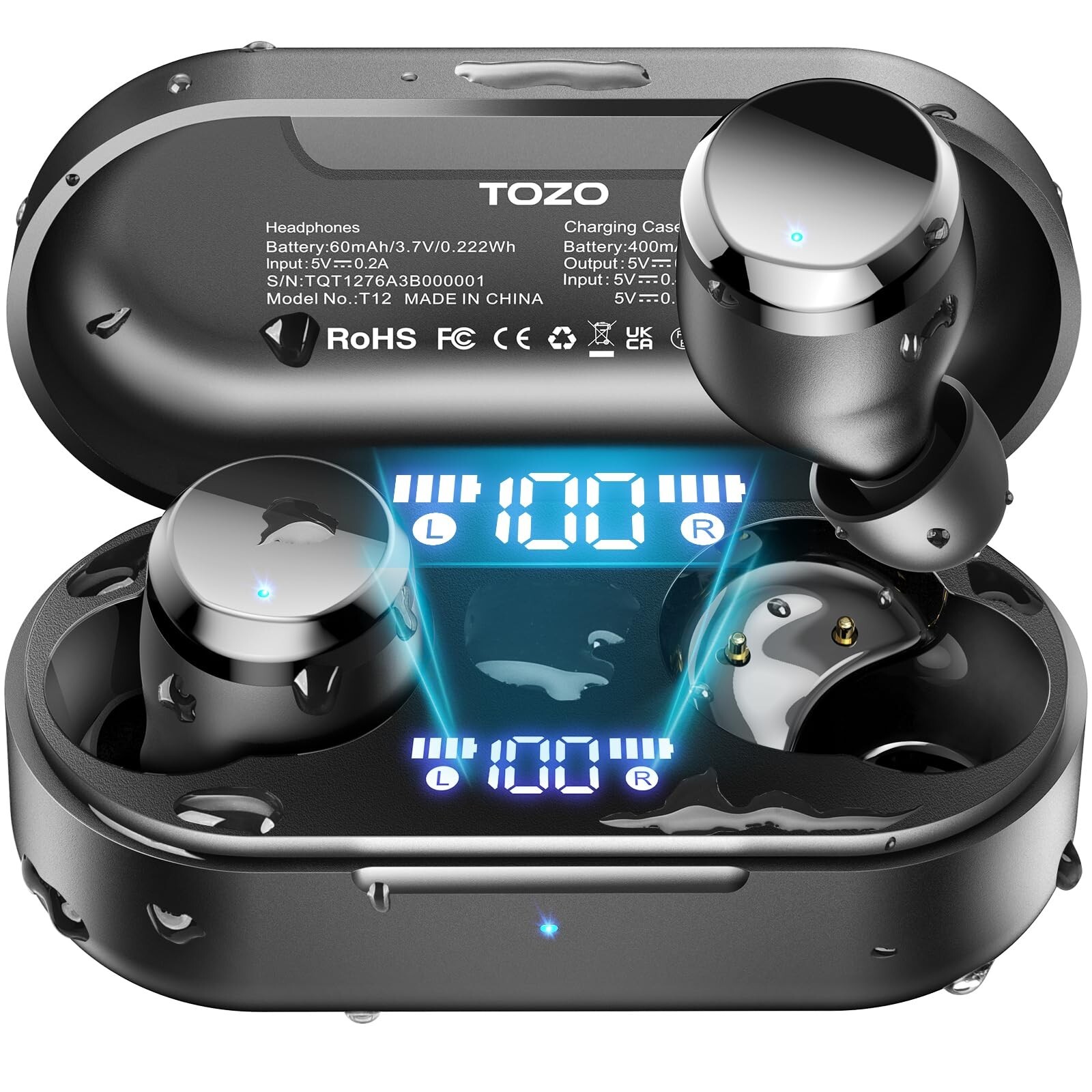 TOZO Tonal Dots(T12) Wireless Earbuds Bluetooth Noise Cancelling Headphones IPX8