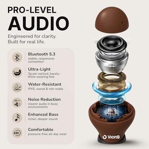 Air Skin Tones Invisible Earbuds for Small Ears – Wireless Bluetooth Warm Cocoa