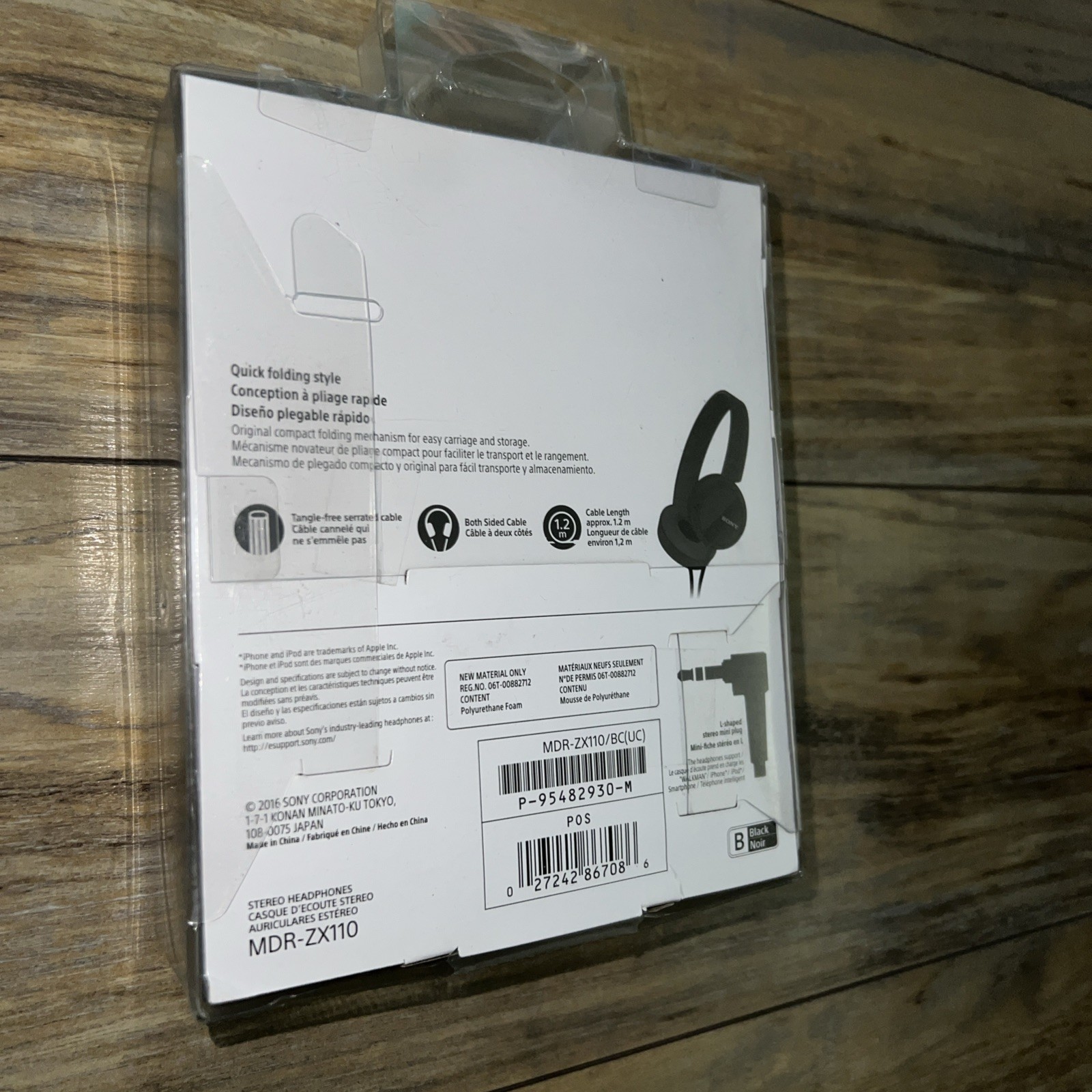 SONY MDR-ZX110 – Wired Over Ear – Quick Folding Style -BLACK(New)Sealed