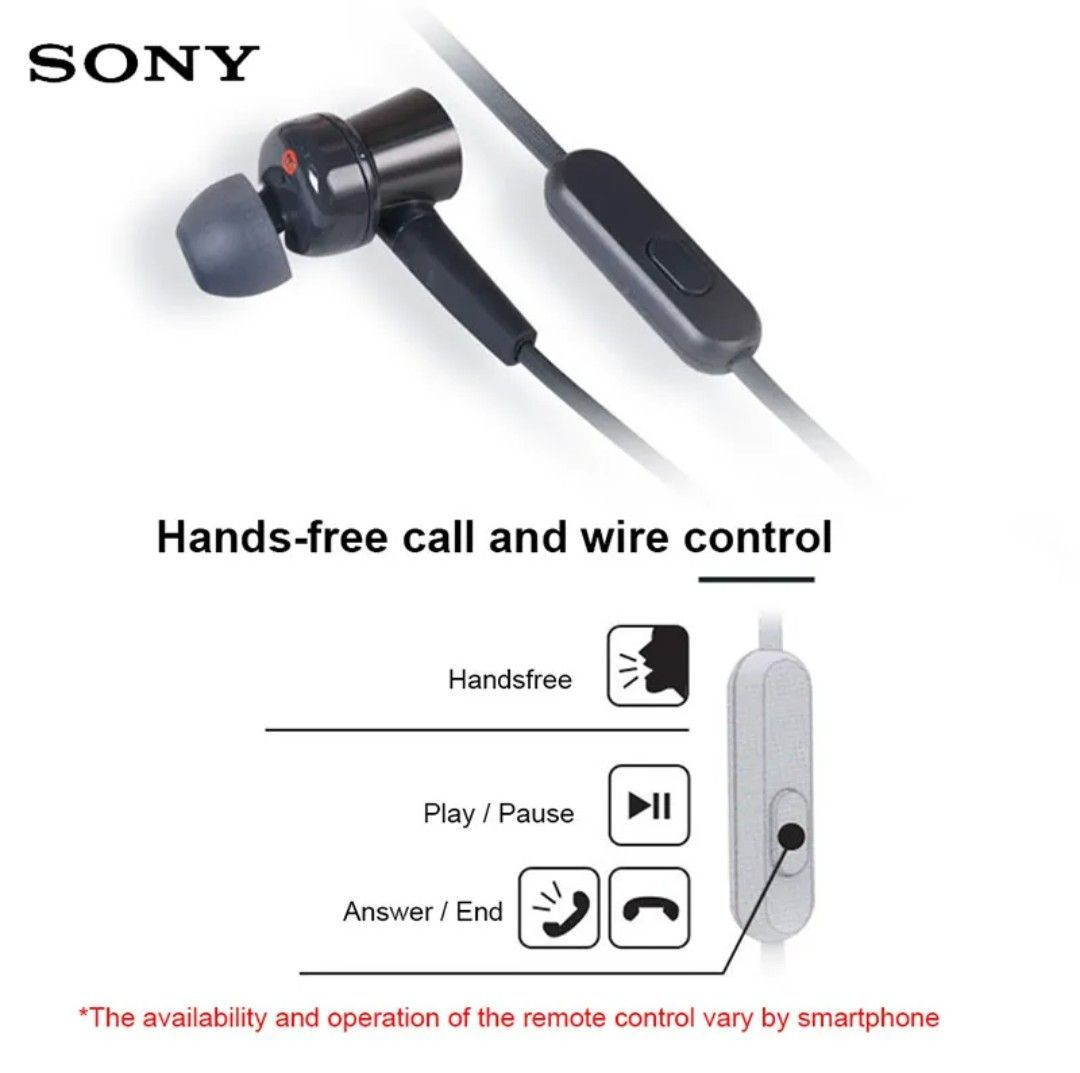 SONY MDR-XB75AP In-Ear Headphones Extra Bass Canal Type Black Japan New