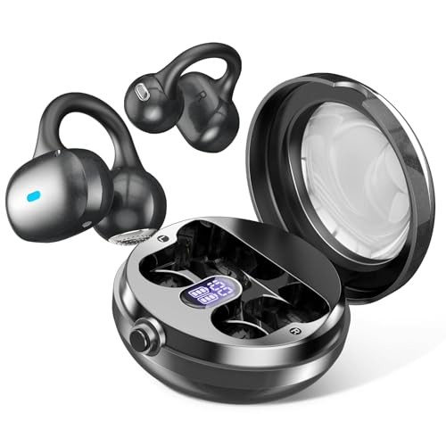 Open Ear Headphones, Bluetooth 5.4 Clip On Headphones, 40H Playtime BLACK