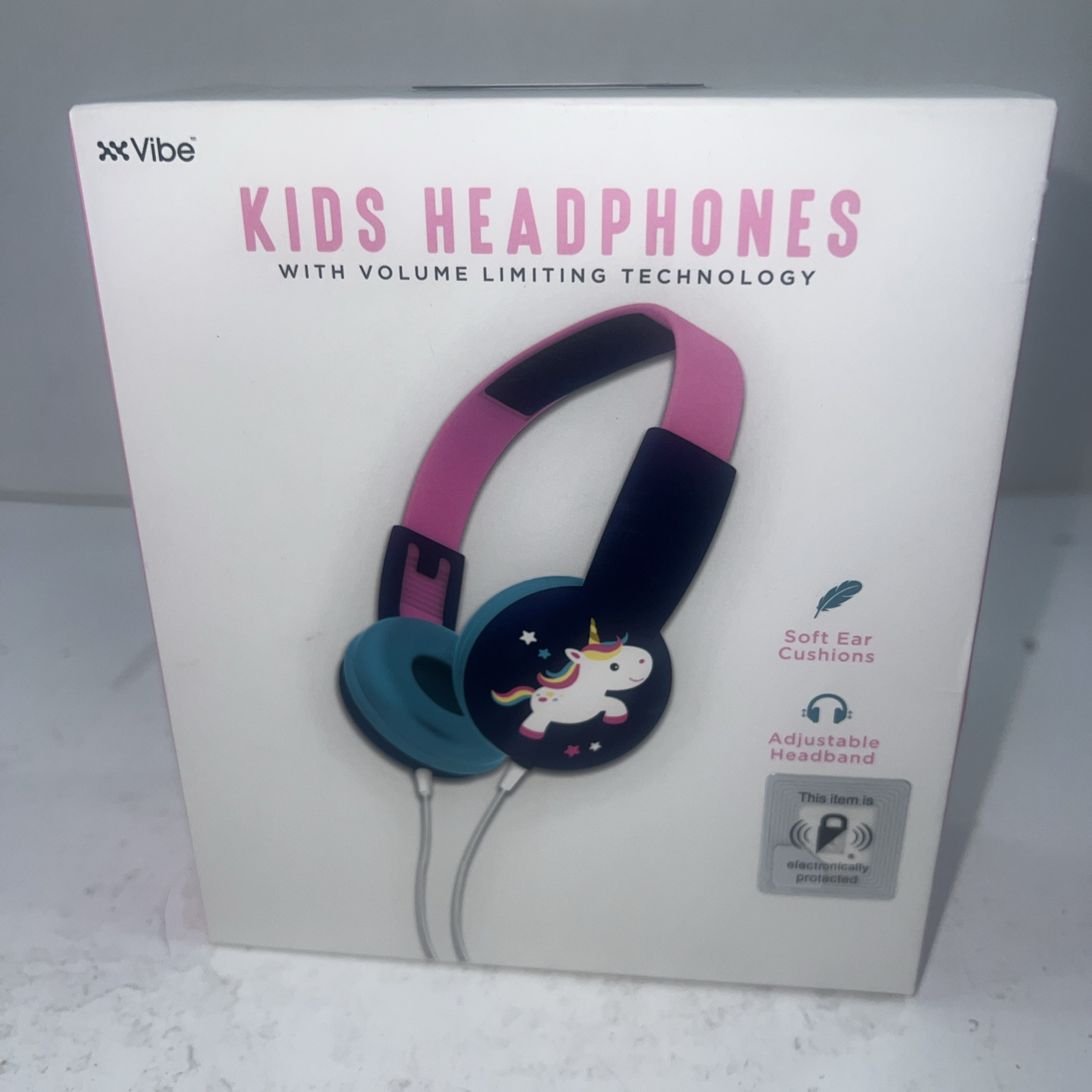 New Vibe Kids Unicorn Headphones With Volume Limiting Technology Pink Black