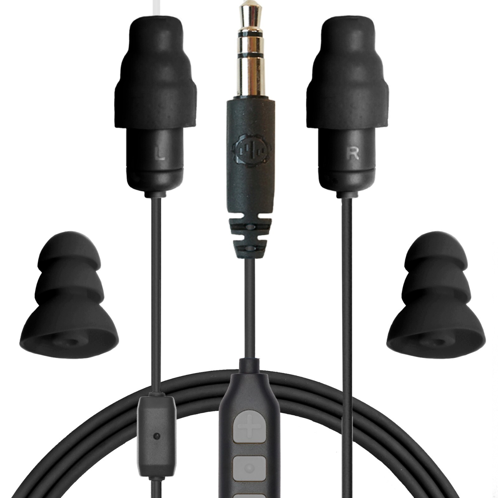 Plugfones Guardian Plus Earplugs with Audio Headphones 26dB NRR Work Earbuds