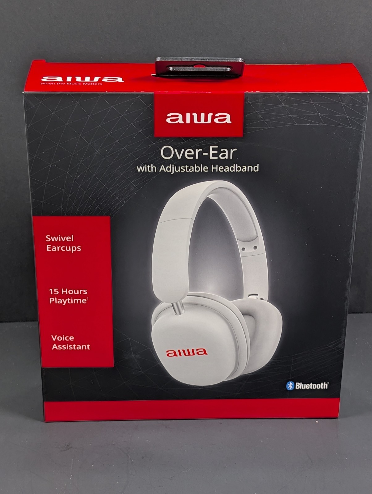 Aiwa Bluetooth Over-Ear Wireless Headphones w/ Adjustable Headband, 15H Playtime