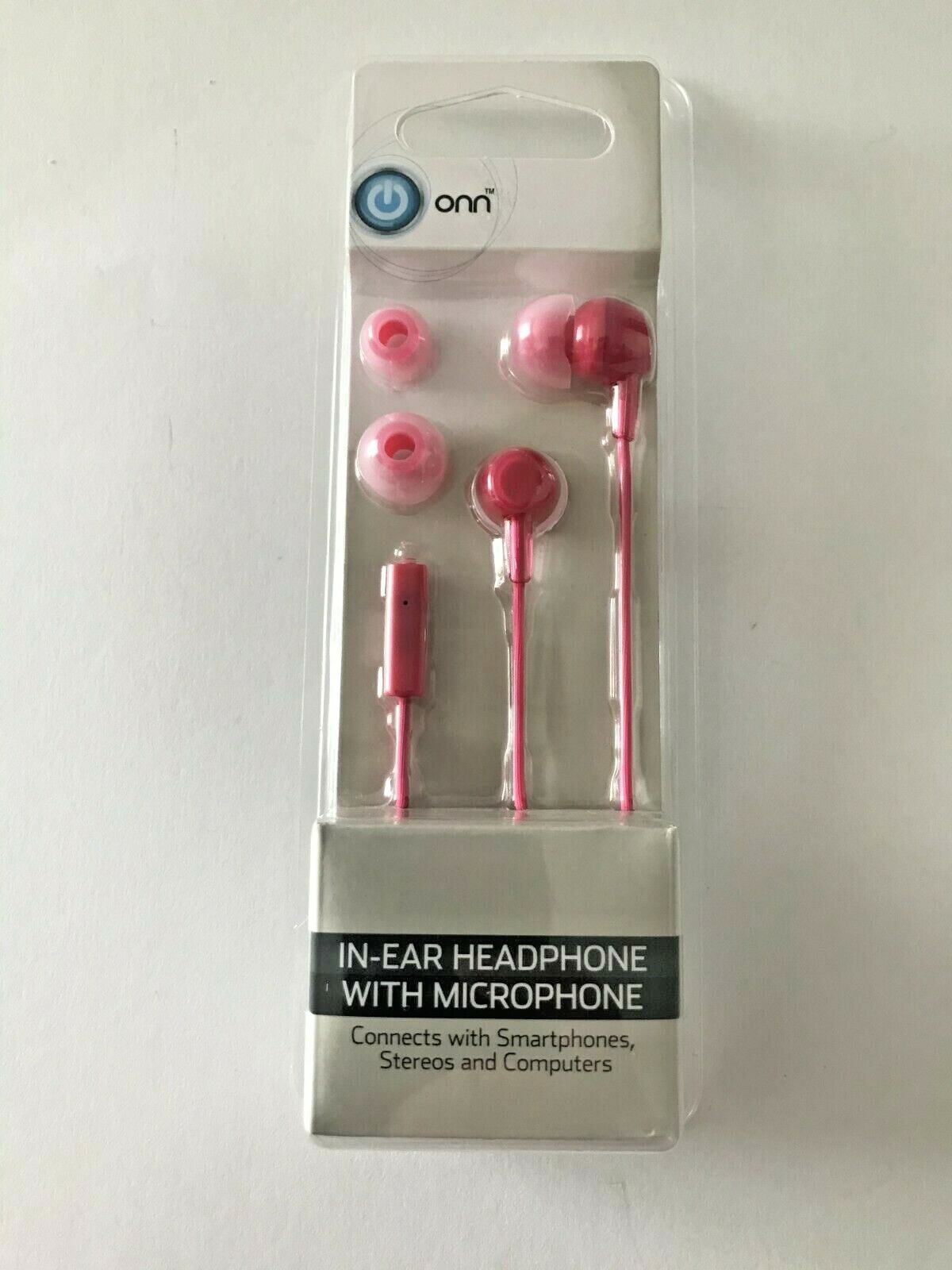onn.™ In-Ear Lavender Pink Red Earphones with Mic. Buyer Get 2 Units