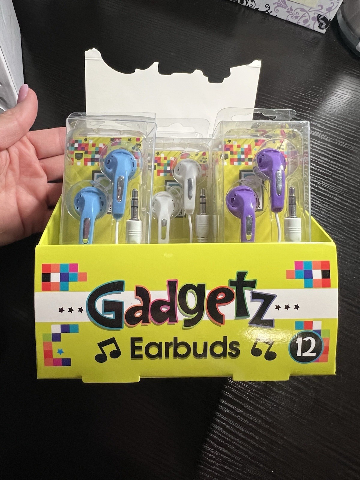 Gadgetz Ear Buds Assorted Colors Box Of 11 New Sealed Blue Purple White Bundle