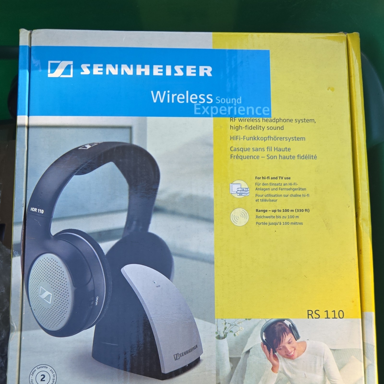 Sennheiser RS 110 RF UHF Wireless TV Headphones On-Ear Black/Silver