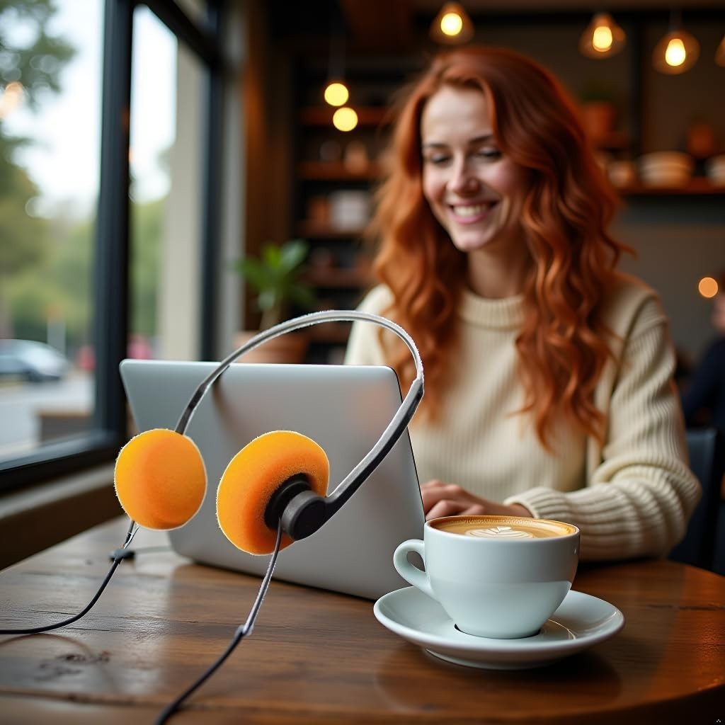 Stylish Orange Over-Ear Headphones with Hi-Fi Sound – Universal Compatibility