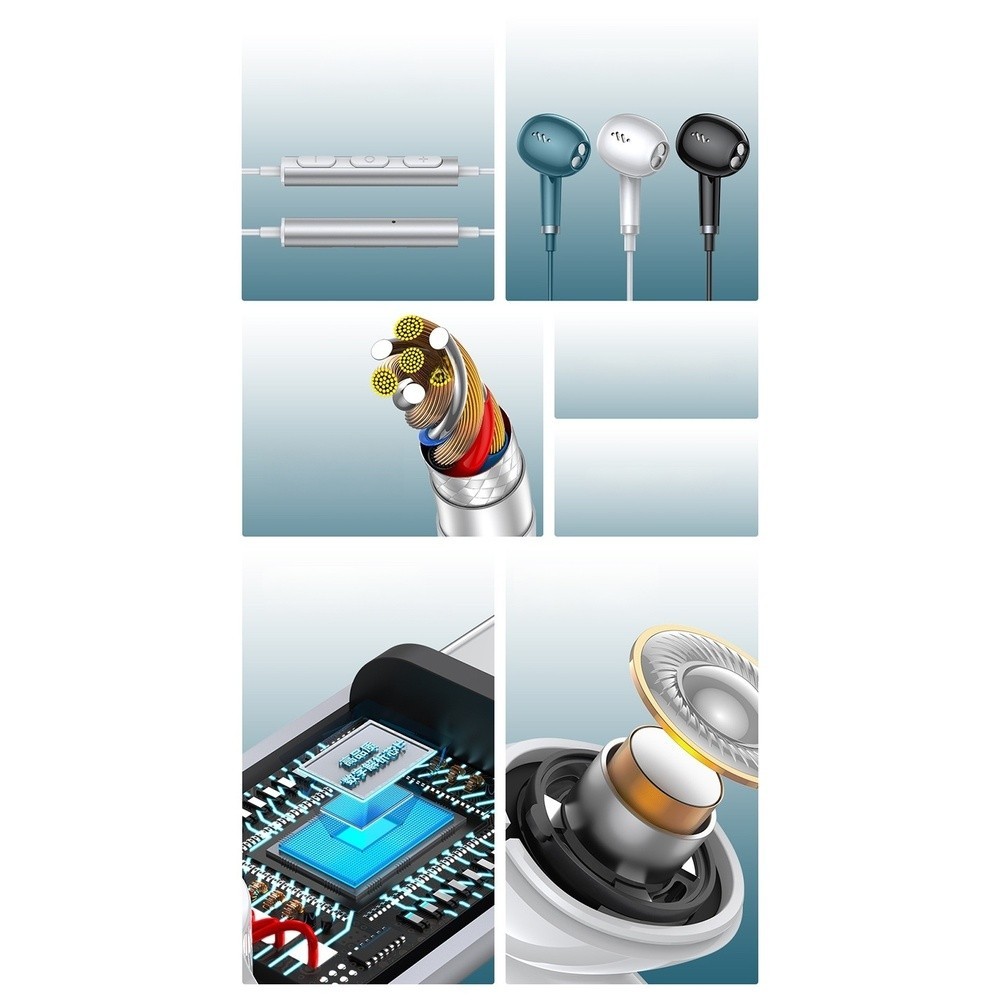 Type C and 3.5mm Wired In-Ear Earbuds with Mic 12mm Driver HiFi Audio Quality