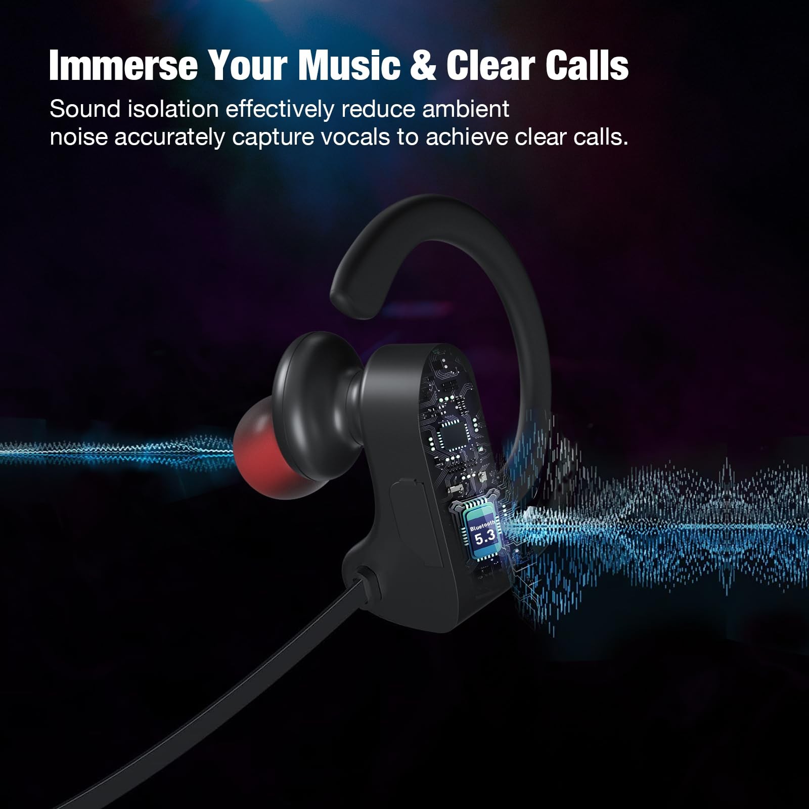 JOYWISE Bluetooth Wireless Headphones 16H Playtime Earbuds with Normal, Black