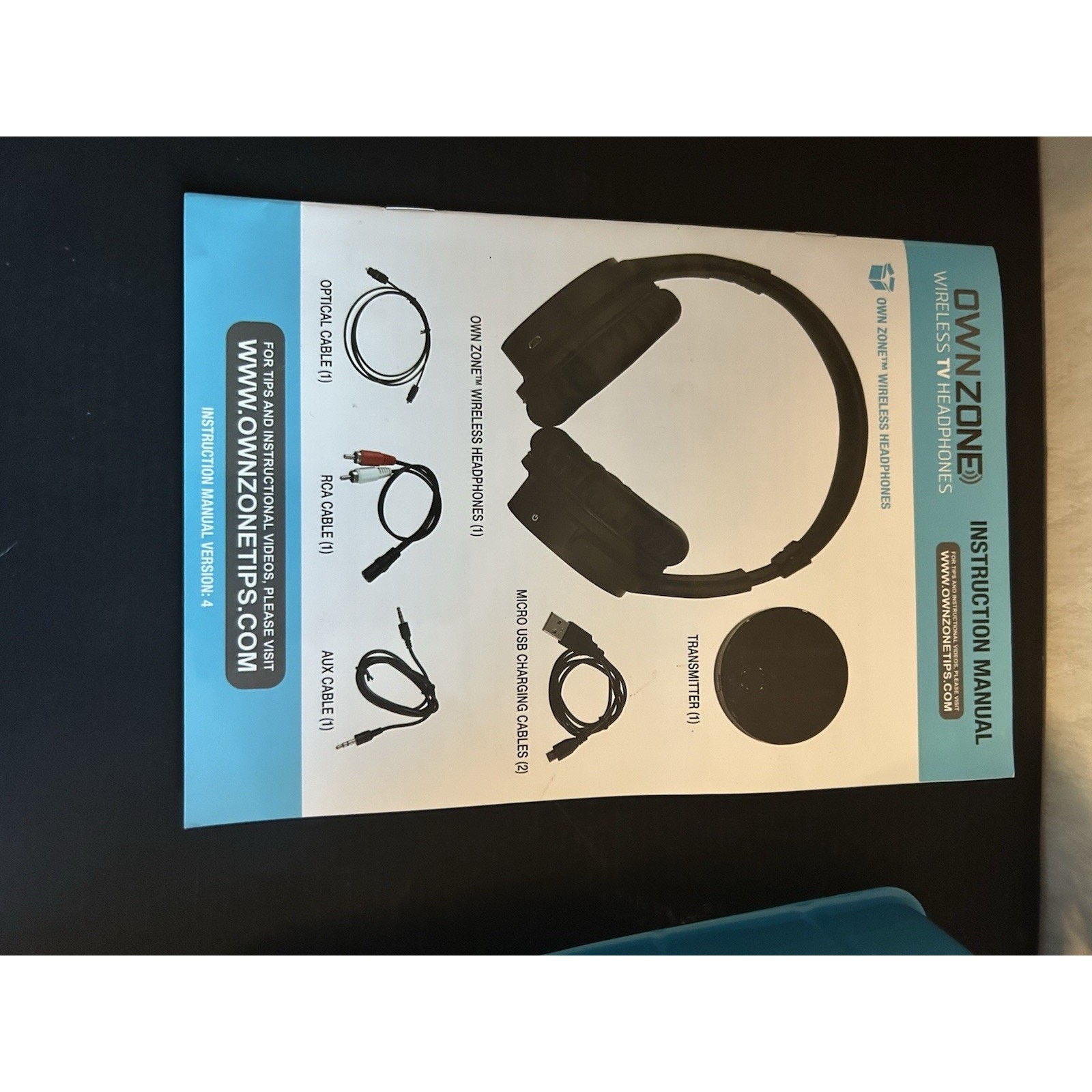 Sharper Image Own Zone Wireless TV Headphones Black, Transmits Up to 100 Ft.
