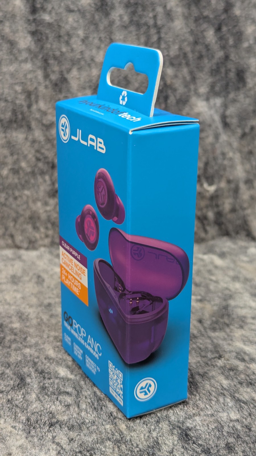 JLab Go Pop ANC True Wireless Bluetooth Earbuds Transparent/Clear Purple 🔥New🔥