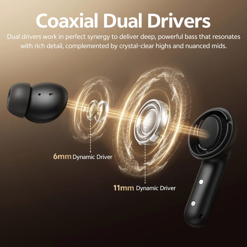 QCY MeloBuds N60 Wireless Earbuds Bluetooth 6.0 Hybrid ANC LDAC 45Hrs