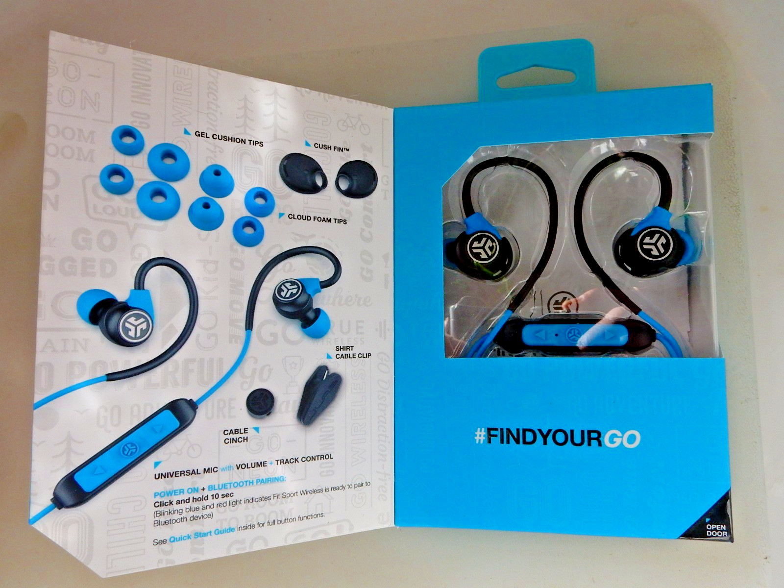 JLAB FITSPORT 3 Wireless Fitness Earbuds Bluetooth Black/Blue Universal Mic, New