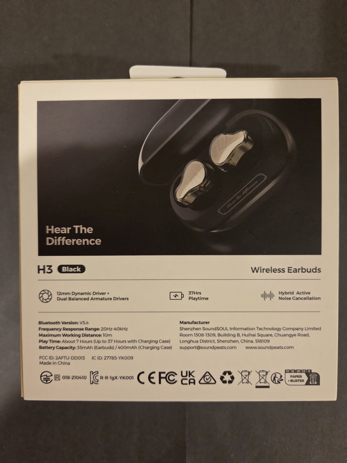 SoundPEATS H3 Gold Bluetooth In-Ear Earbuds ANC Hi-Res LDAC 12mm NIB