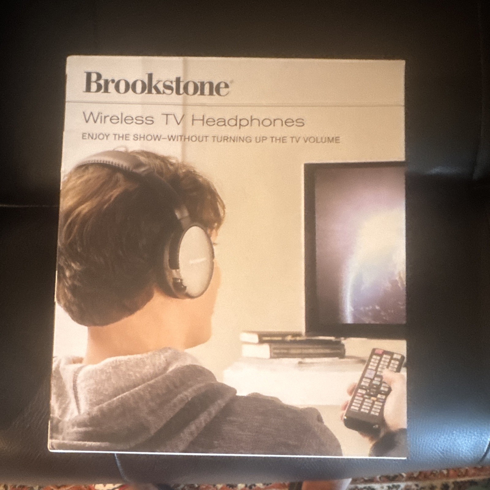 Brookstone Wireless RF 2.4GHz Over-Ear TV Headphones 40mm Black