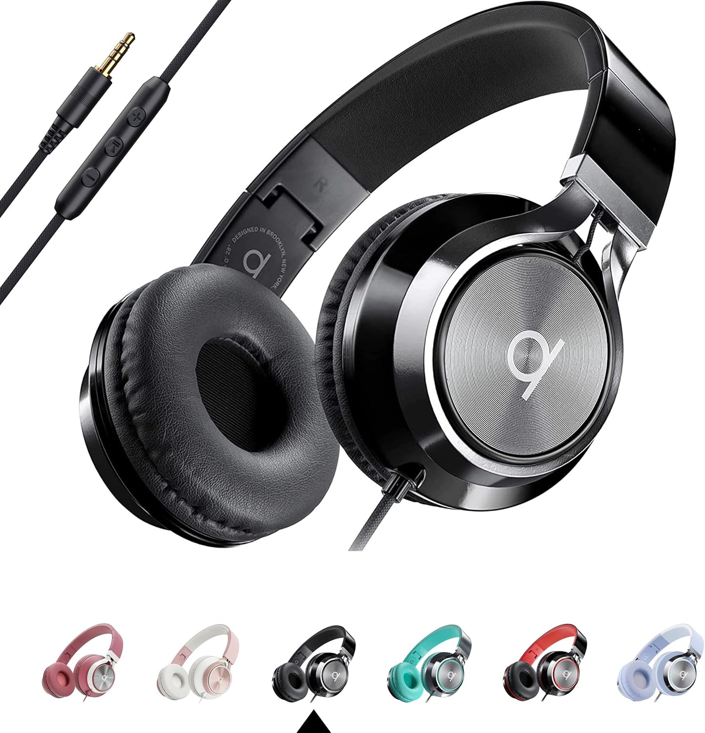 CL750 Wired Headphones with Mic & Volume Control — Noise Isolating On-Ear Headph