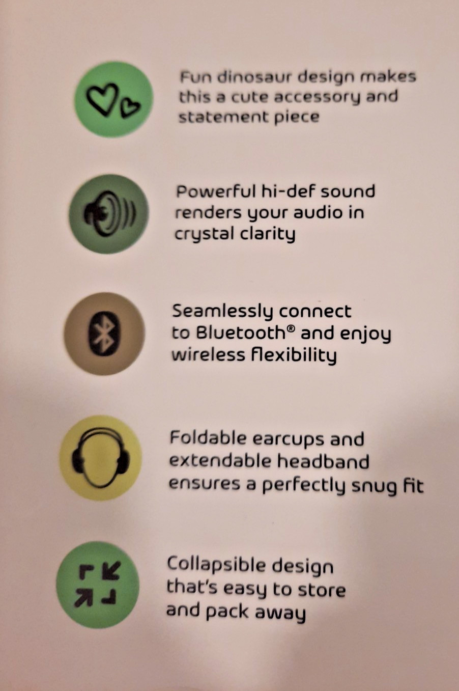 ART AND SOUND LED LIGHT UP DINOSAUR WIRELESS HEADHONES