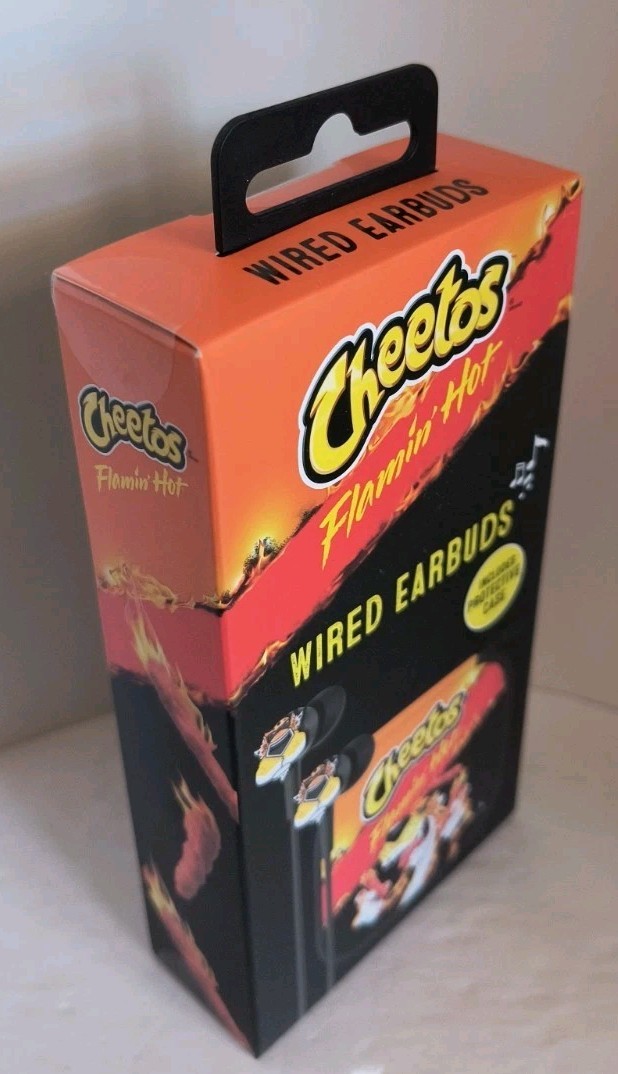 Cheetos Flamin’ Hot Wired Earbuds w/Protective Case Zippered NEW! Free Ship!