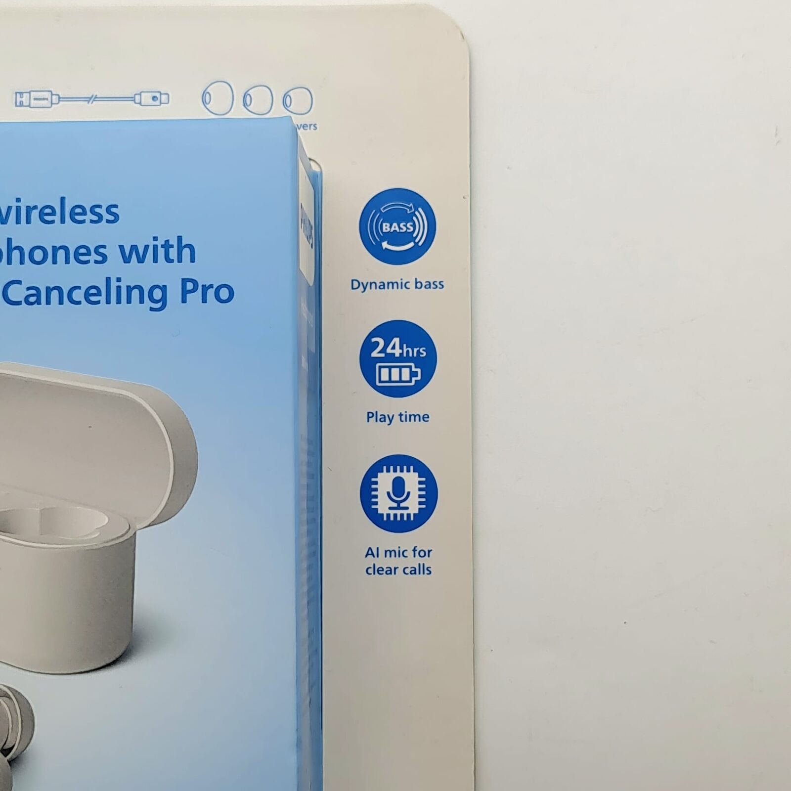 Philips 3000 Series TAT3509WT Wireless ANC Headphones 24H Bluetooth White
