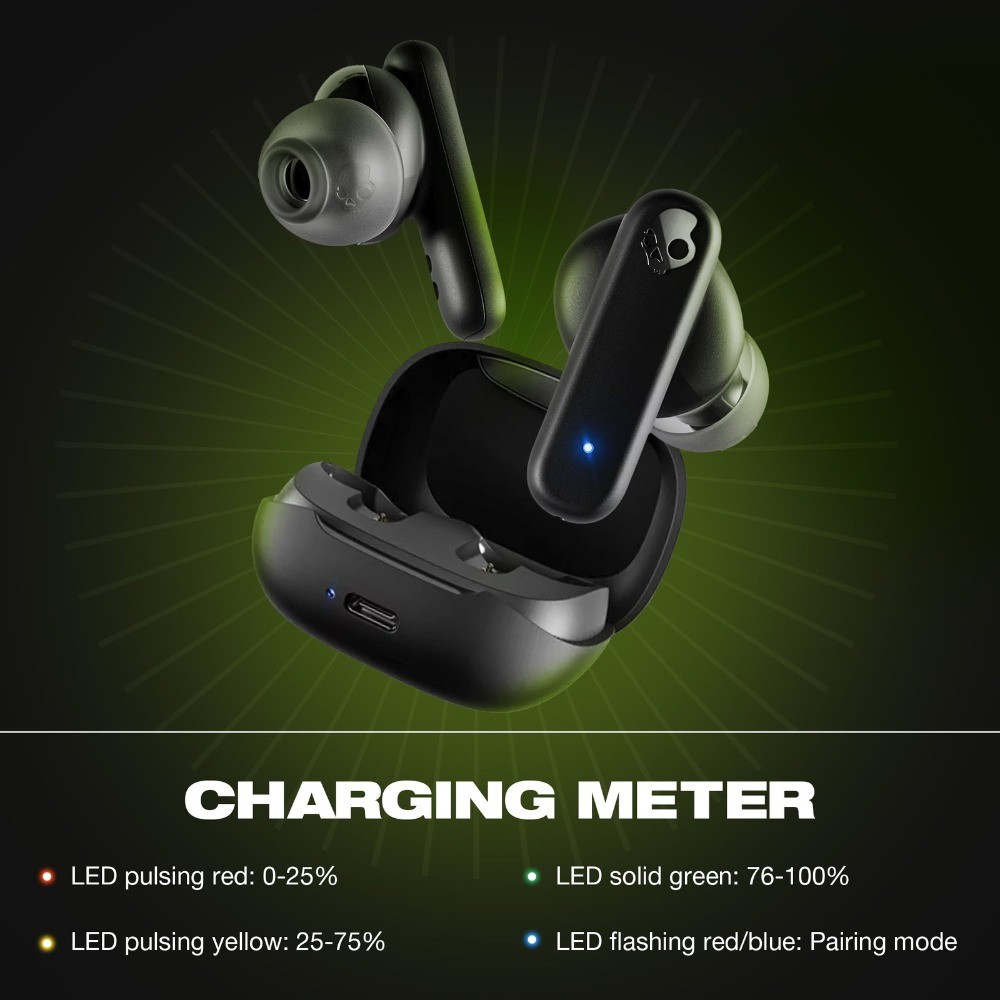 Skullcandy Smokin’ Buds XT True Wireless in-Ear Earbuds, Black