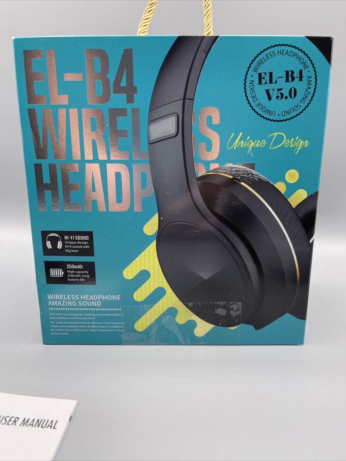 EL-B4 Wireless Over Ear Cup Headphones Black/Gold