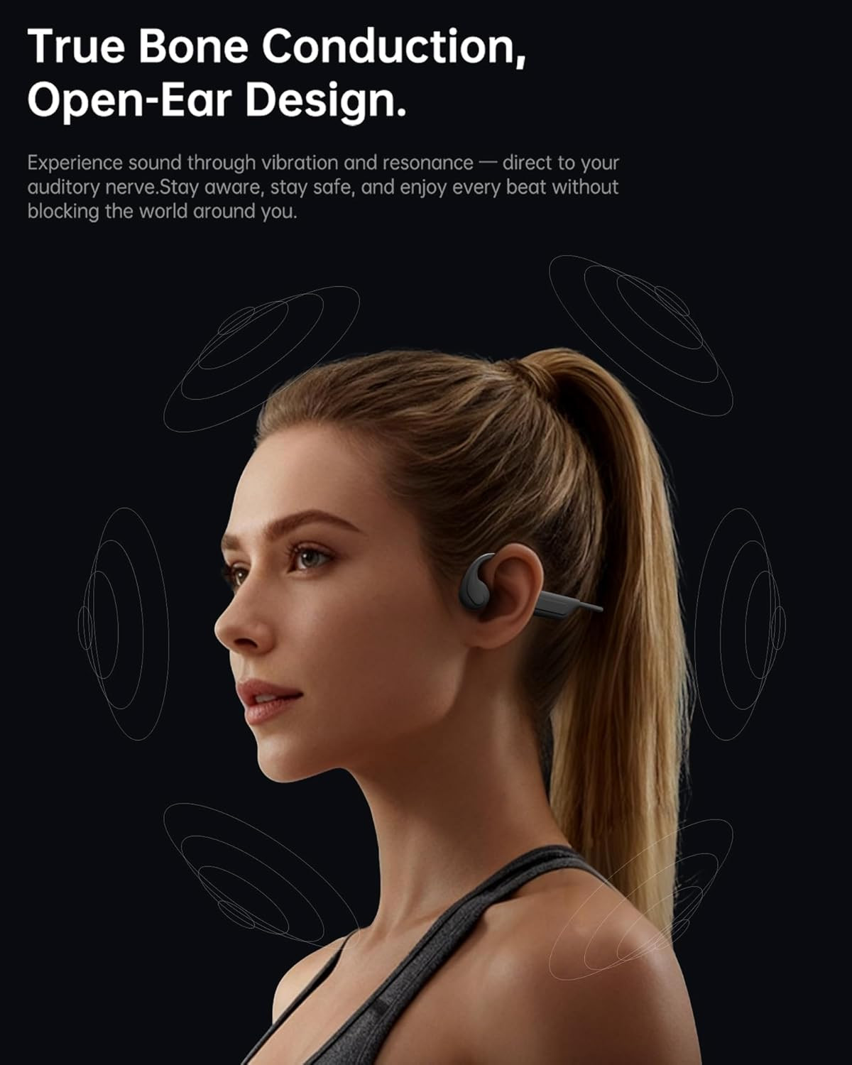 New Bone Conduction Headphones Bluetooth 6.0, Open Ear Headphones with Mic, 3 EQ