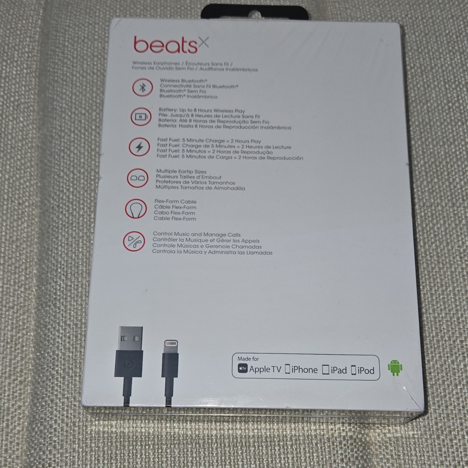 Beats by Dr. Dre BeatsX Bluetooth Wireless Neckband In-Ear Earbuds Mic Silver