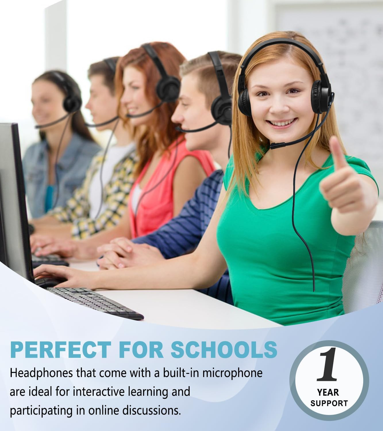 Kids Headphones with Microphone for Classroom School (20 Pack), 6Ft Ultra-Long L
