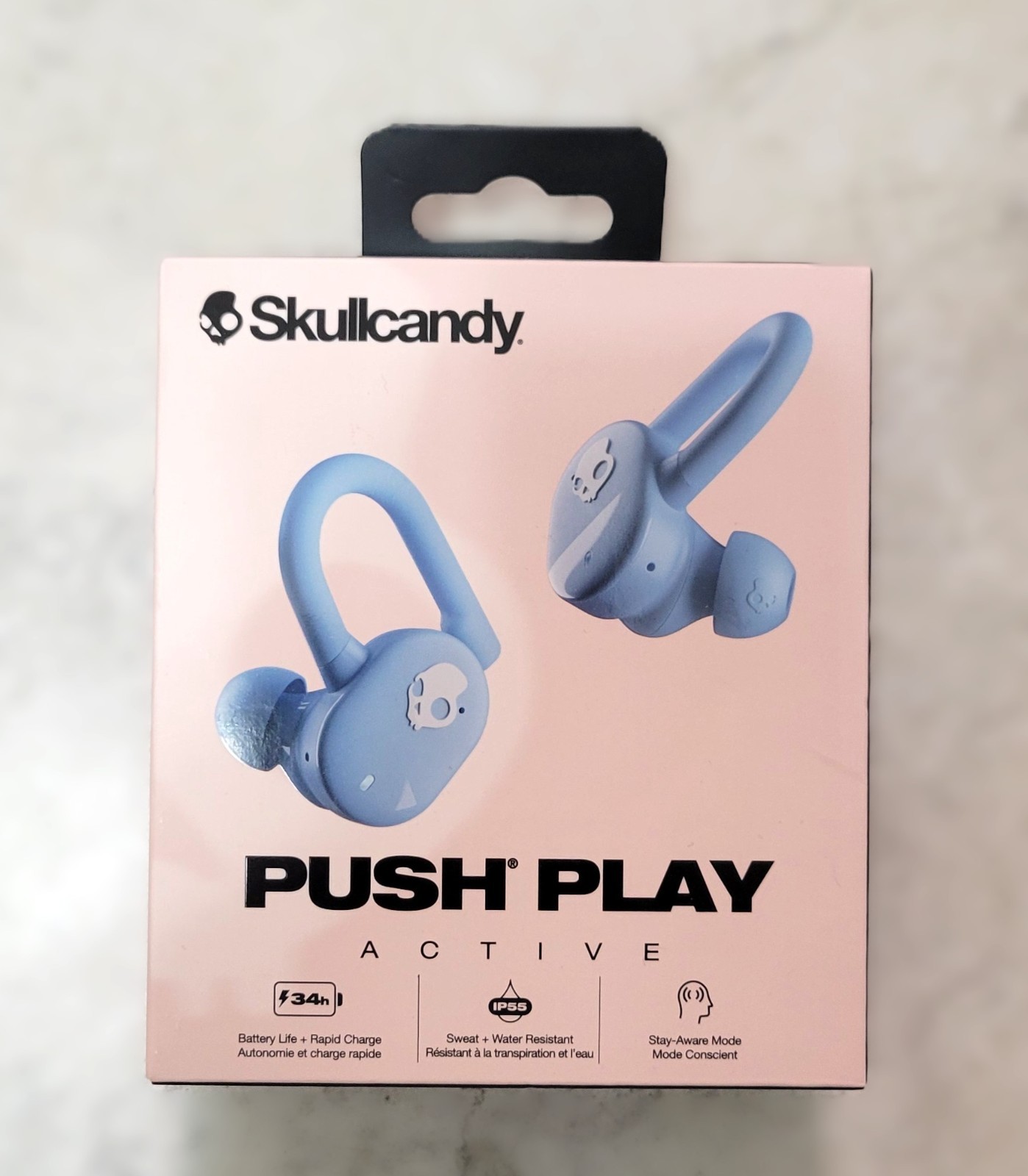 Skullcandy Push Play Active True Wireless Over-Ear Hanger Earbuds (Preppy Blue)
