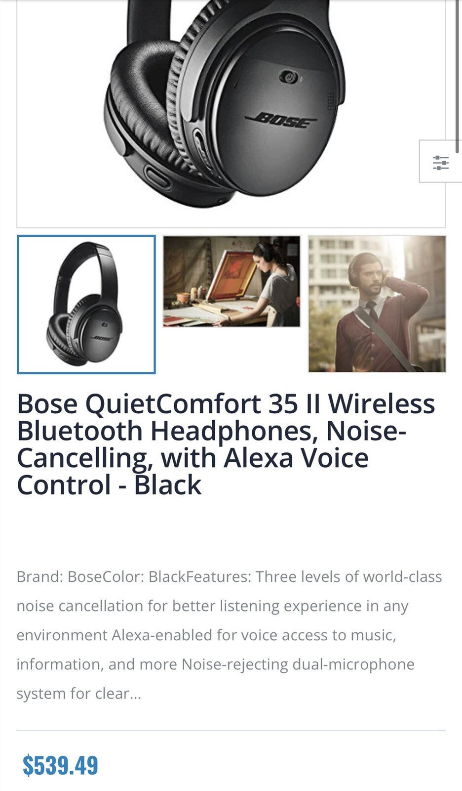 Bose QuietComfort 35 Wireless Headphones II (Android/iOS) – Black