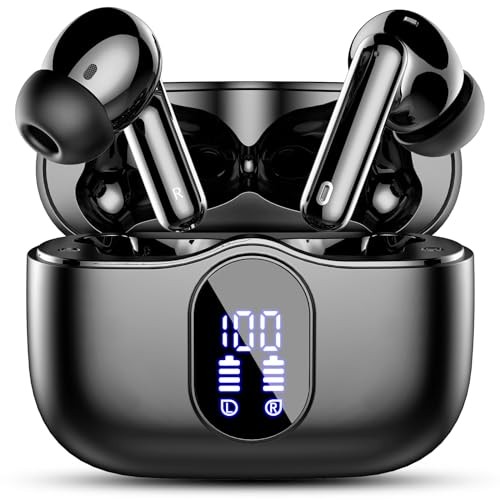 Wireless Earbuds, Bluetooth 5.4 Headphones Bass Stereo, Ear Buds with Black