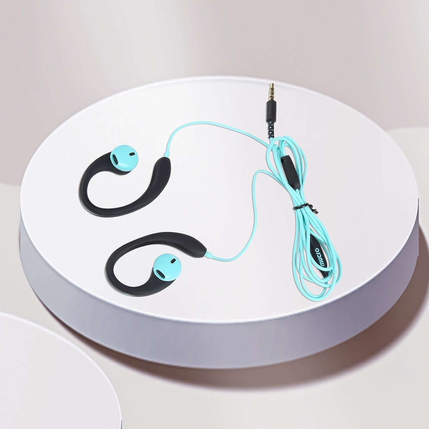Upgrade Wired Sports Earbuds with Ear Hooks, Running Black and Blue