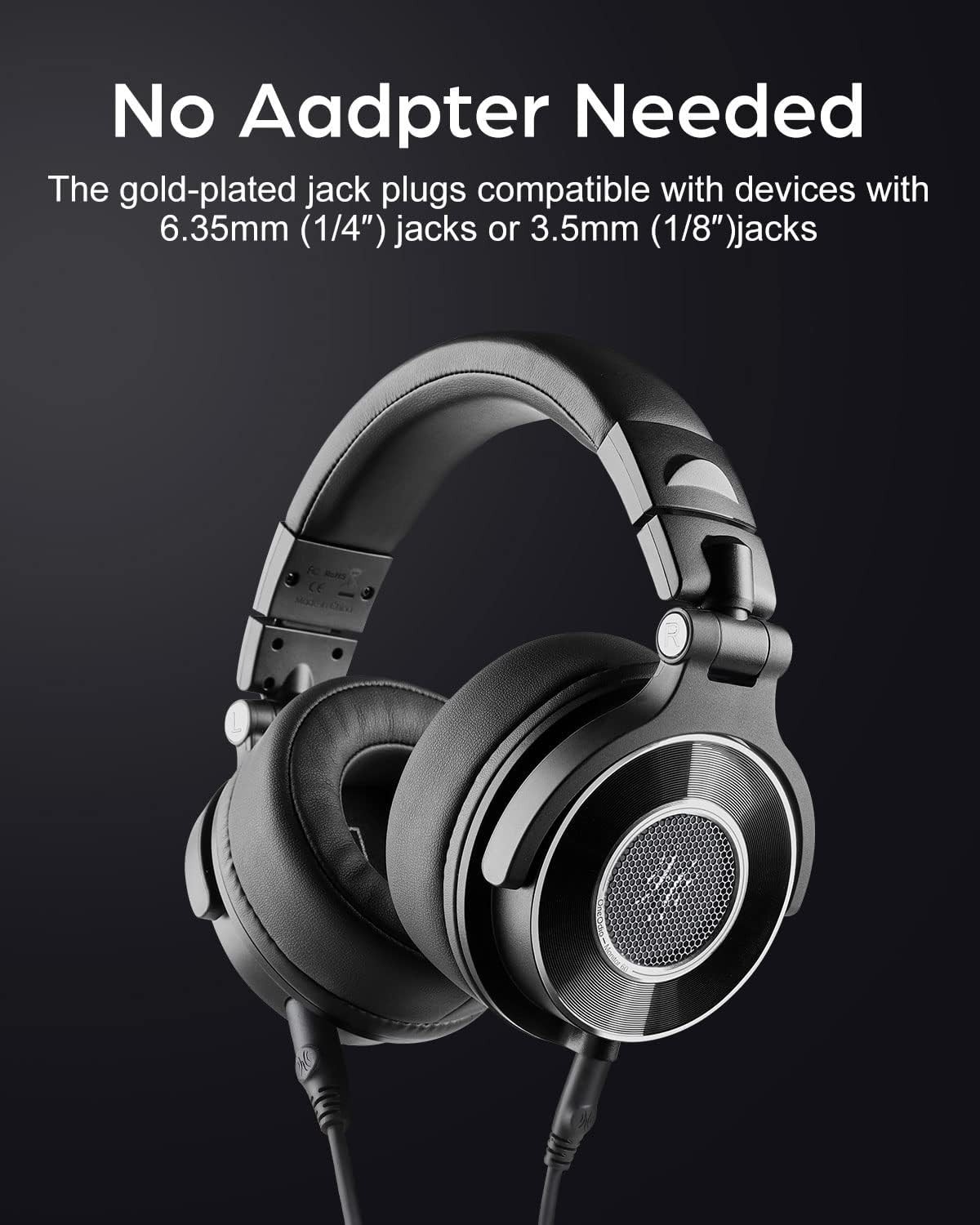 Monitor Headphones Professional Wired Over Ear Studio Audio 6.35mm Jack