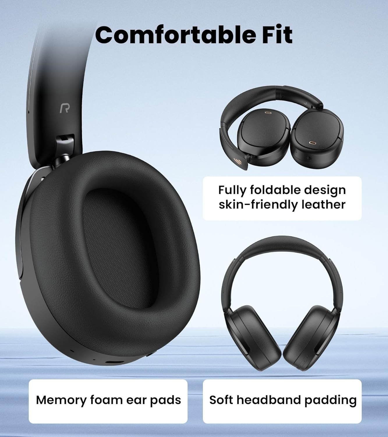 Luxury W80 Over Ear Headphones with Active Noise Cancelling & AI Clear Call