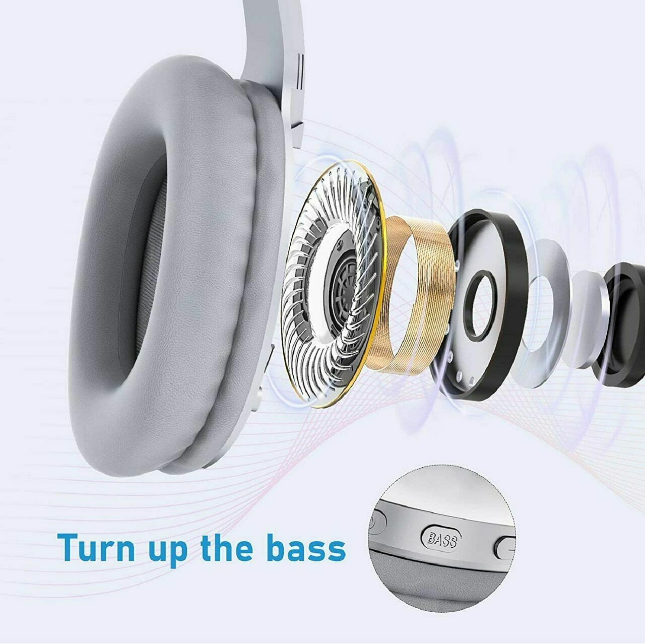 LETSCOM H10 Bluetooth Headphones Over The Ear Deep Bass Hi-Fi Sound Built-in Mic