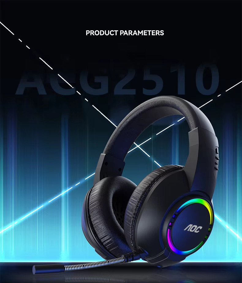 AOC USB Gaming Headset Compatible with PS5/4 Nintendo Switch Noise Canceling Mic