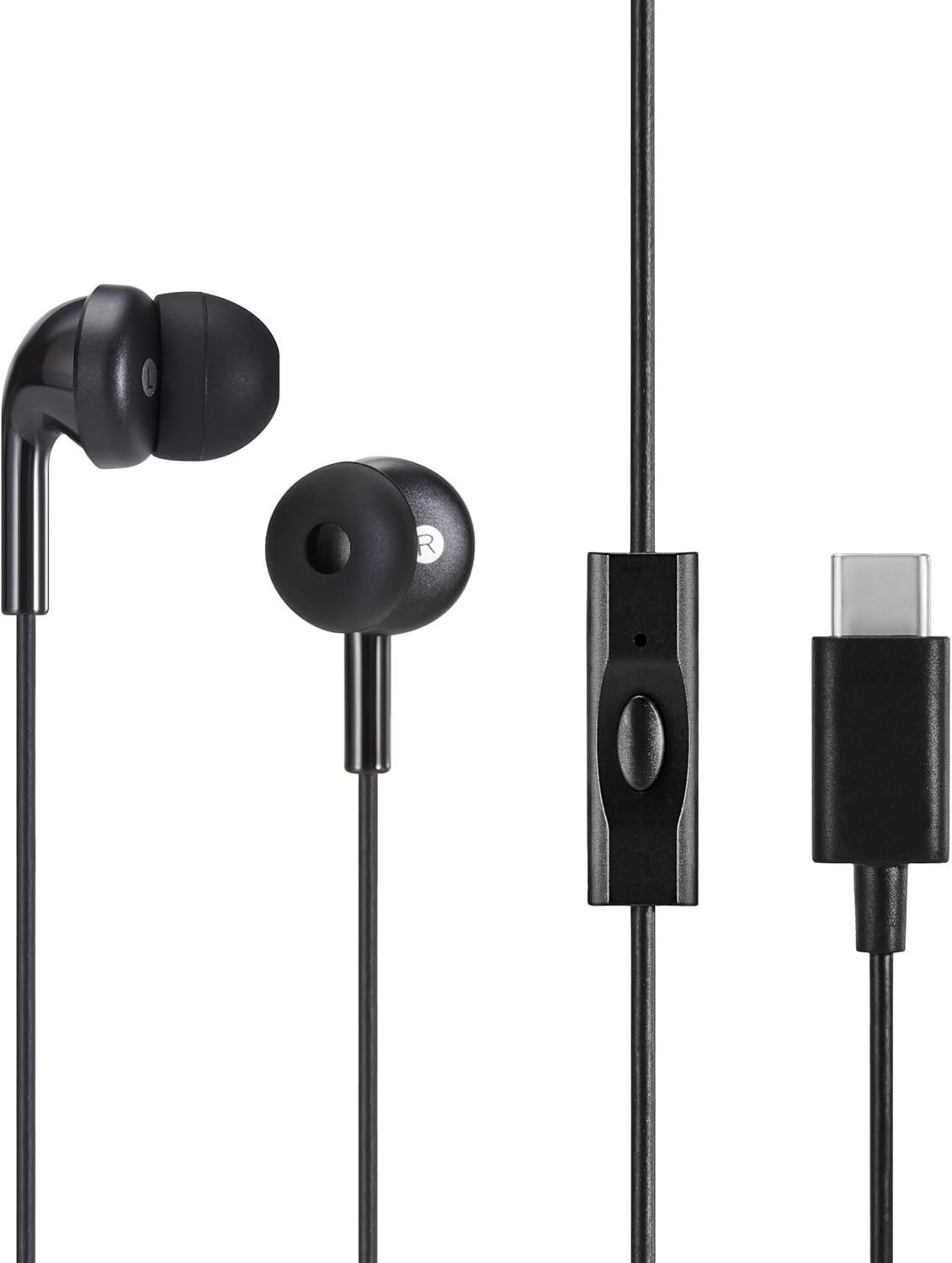 Black Wired Earbuds with Dynamic Driver & Microphone, Perfect for Music & Calls